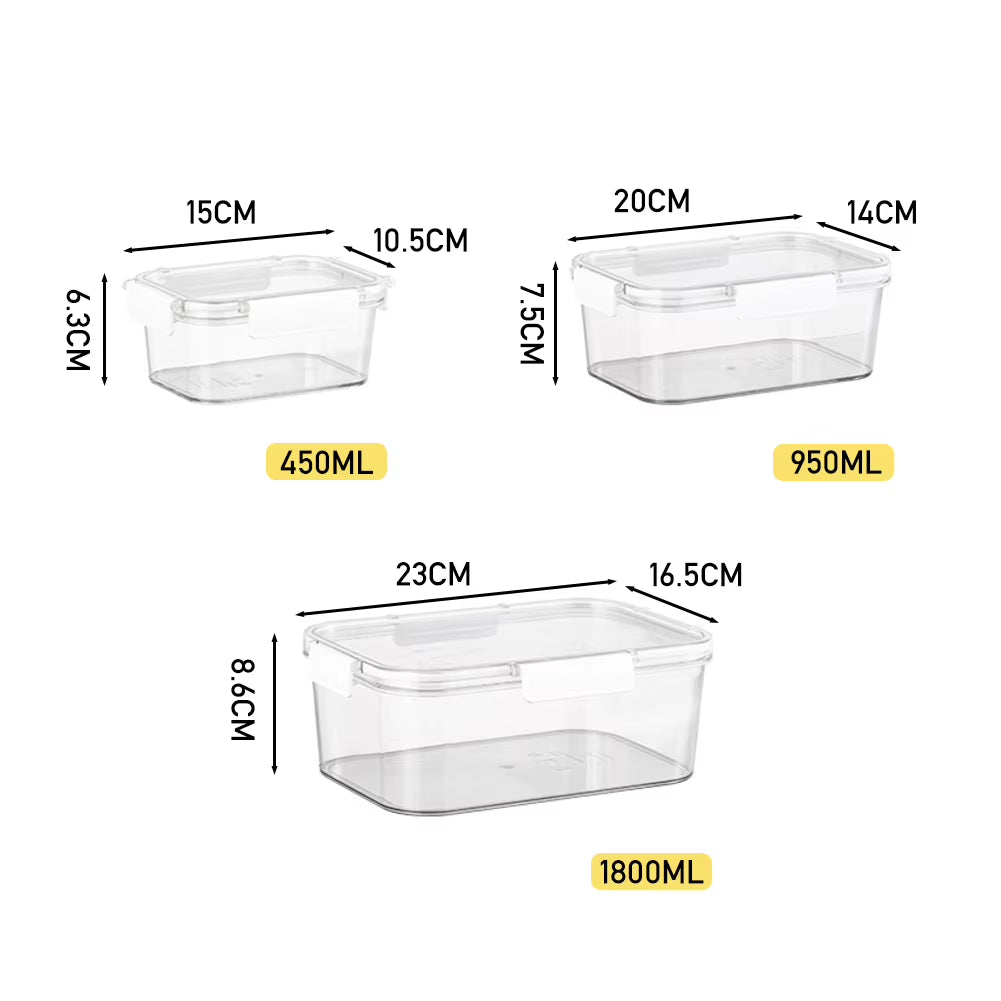 3Pcs Transparent Stackable Bento Lunch Box Set